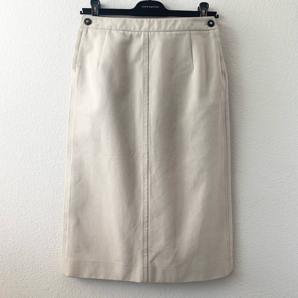 Hermes thick cotton weave skirt double side zipper